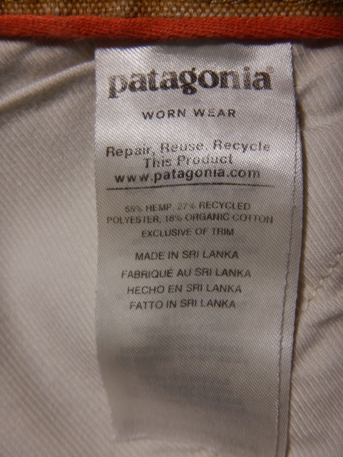 Patagonia IRON FORGE Hemp Canvas Cargo Pants FLAWS Coriander Size 32 X 33