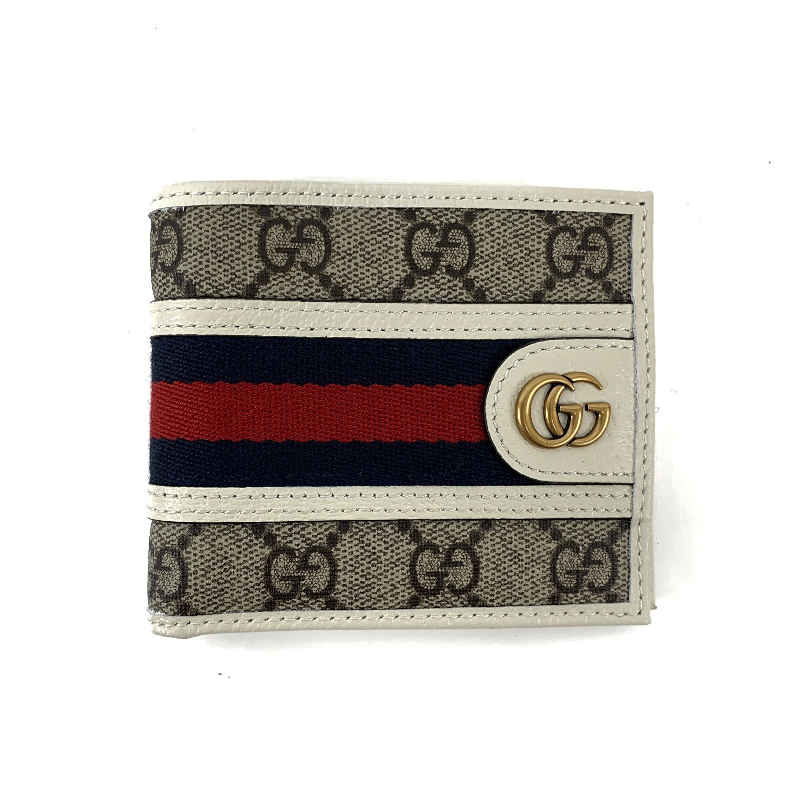 Gucci GG Monogram Web Ophidia Canvas Bi-fold Wallet White 597606 96IWT