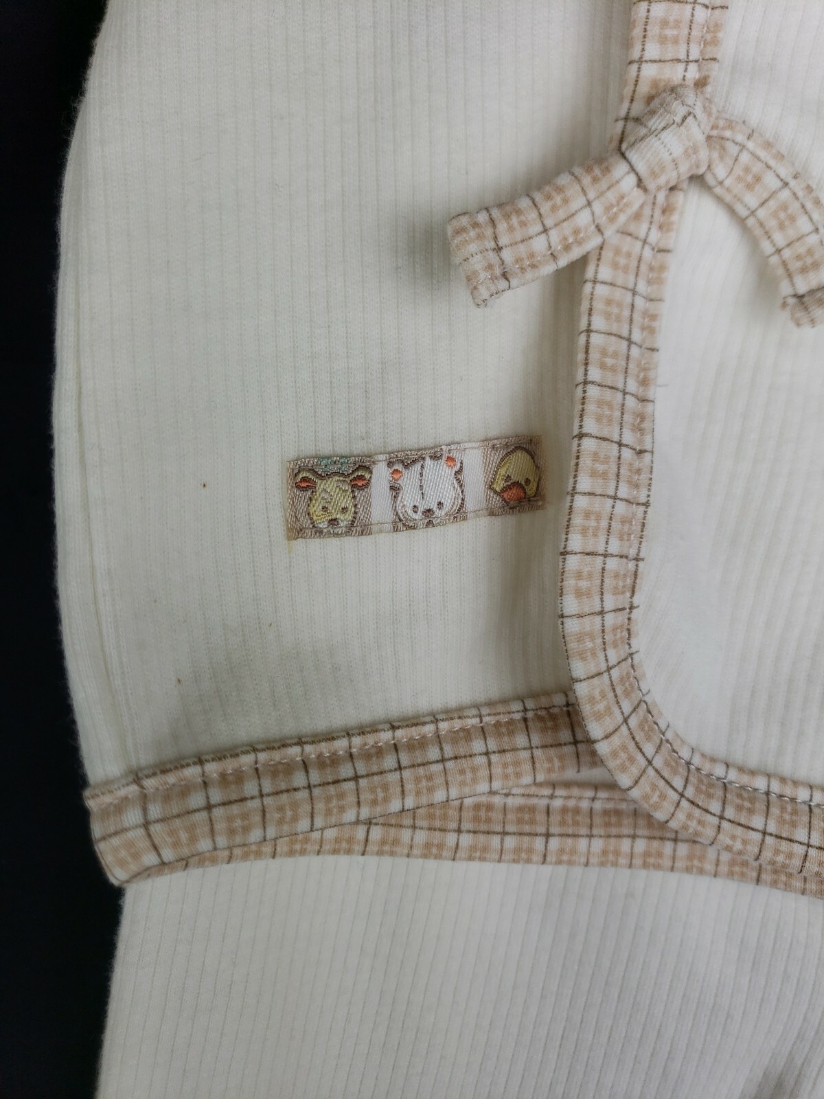 Little Me Baby Bear Patchwork Outfit 6 Mos Set Embroidered Footed 2 Piece Ivory