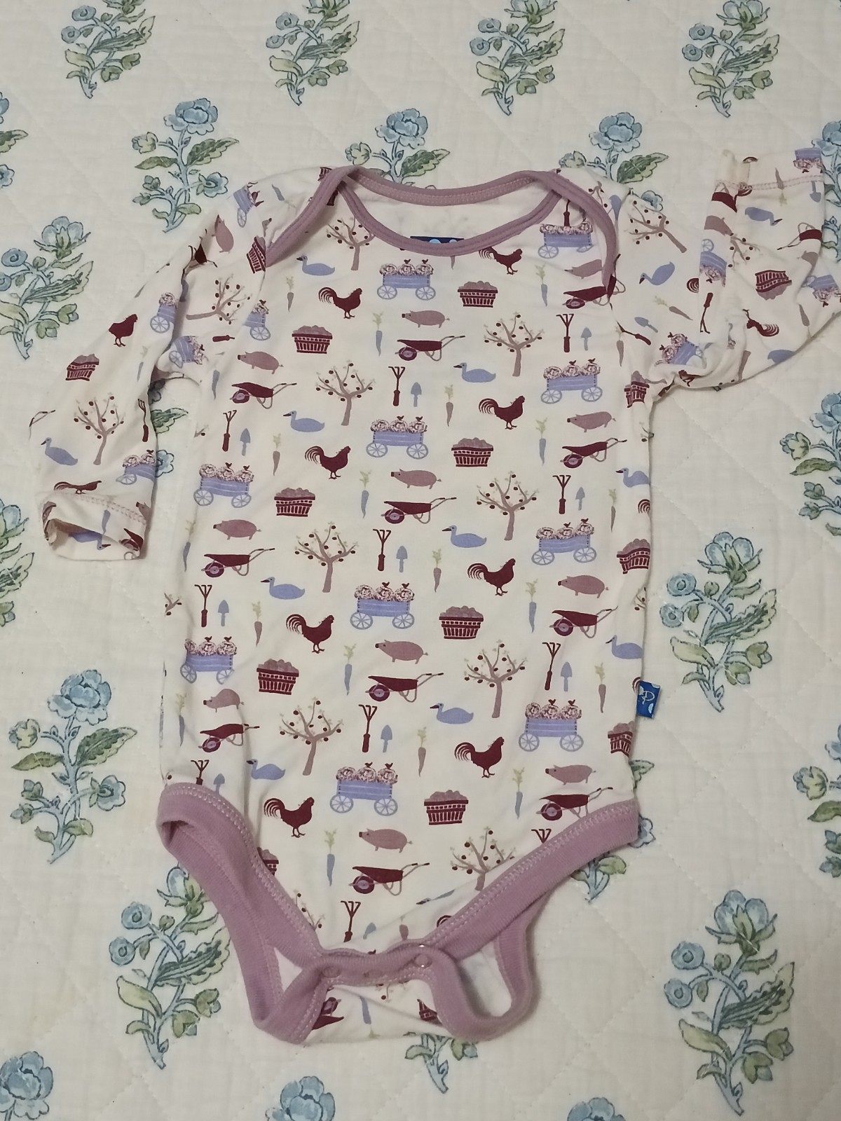12-18 Months Kickee Pants OG Farm Animals Purple Top Snap Outfit Rooster A1
