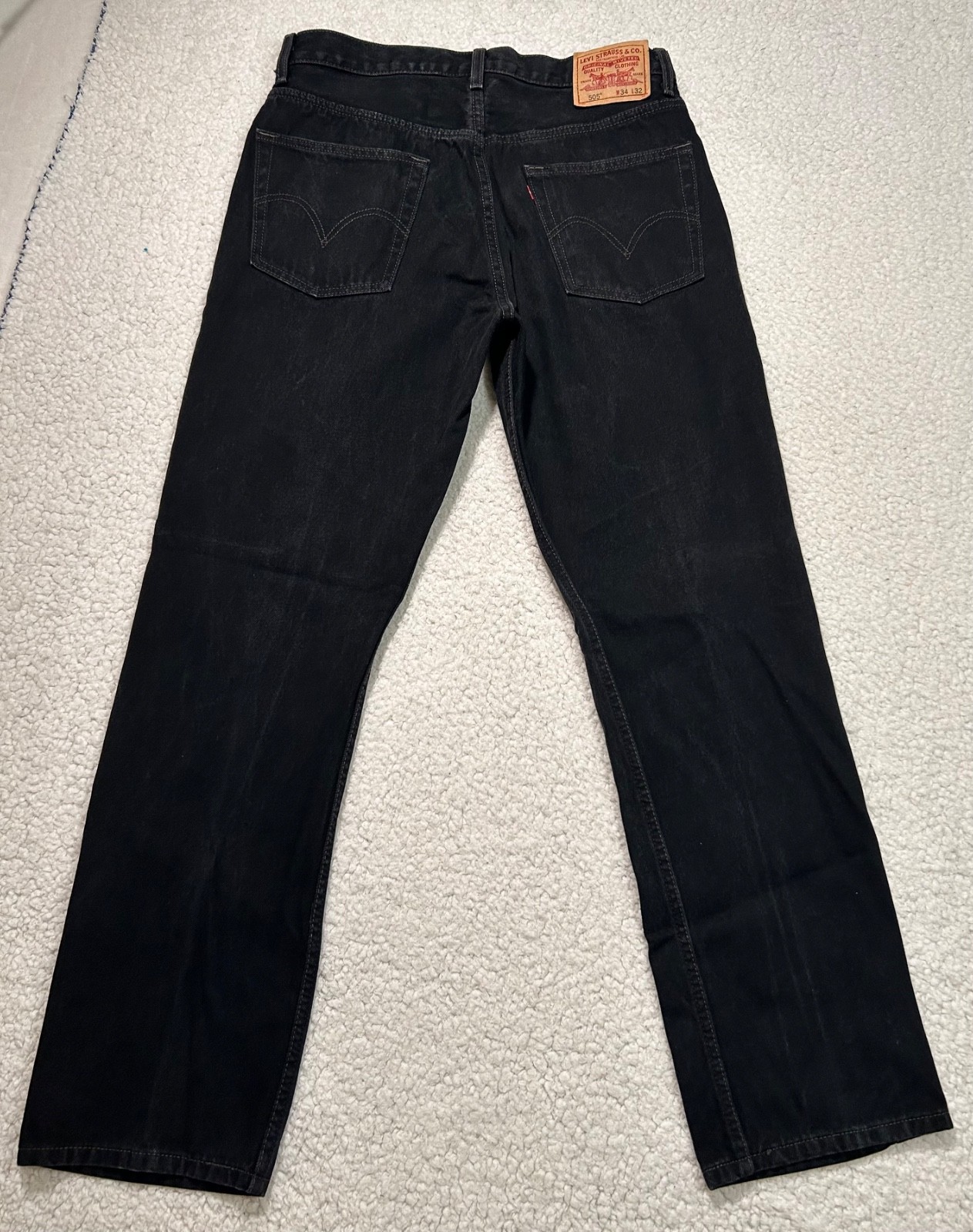 Levi’s 505 Regular Fit Mens Jeans Black Size 34×32 100% Cotton READ FIRST