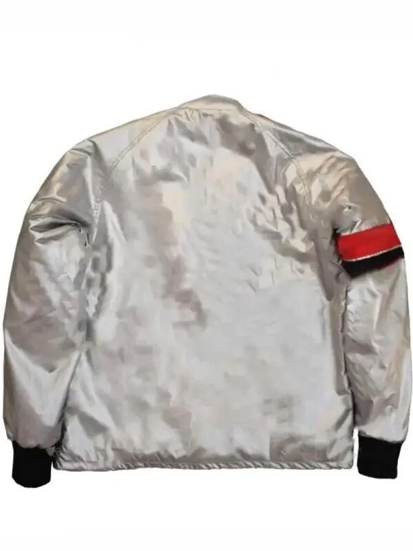 Hooper Firebird Satin Jacket Burt Reynolds Silver Trans Am Costume Dragon Patch
