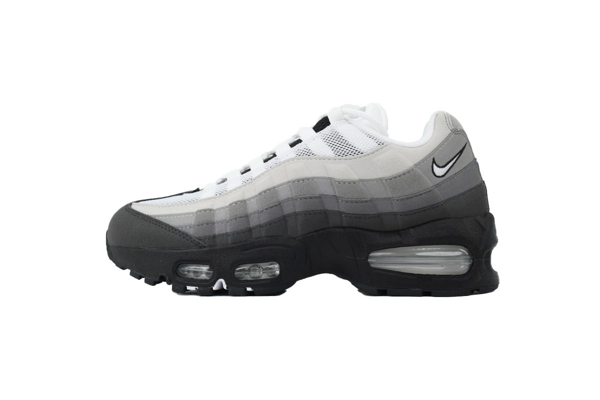 Nike Air Max 95 Grey Black White Laces Men Low Top Sneakers Free Shipping