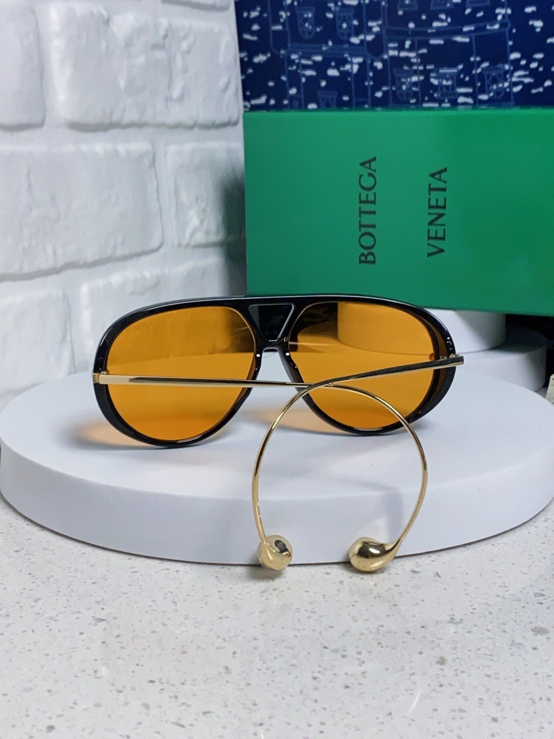 Bottega Veneta BV1273S Sunglasses Black Frames orange Lenses 63-12-175