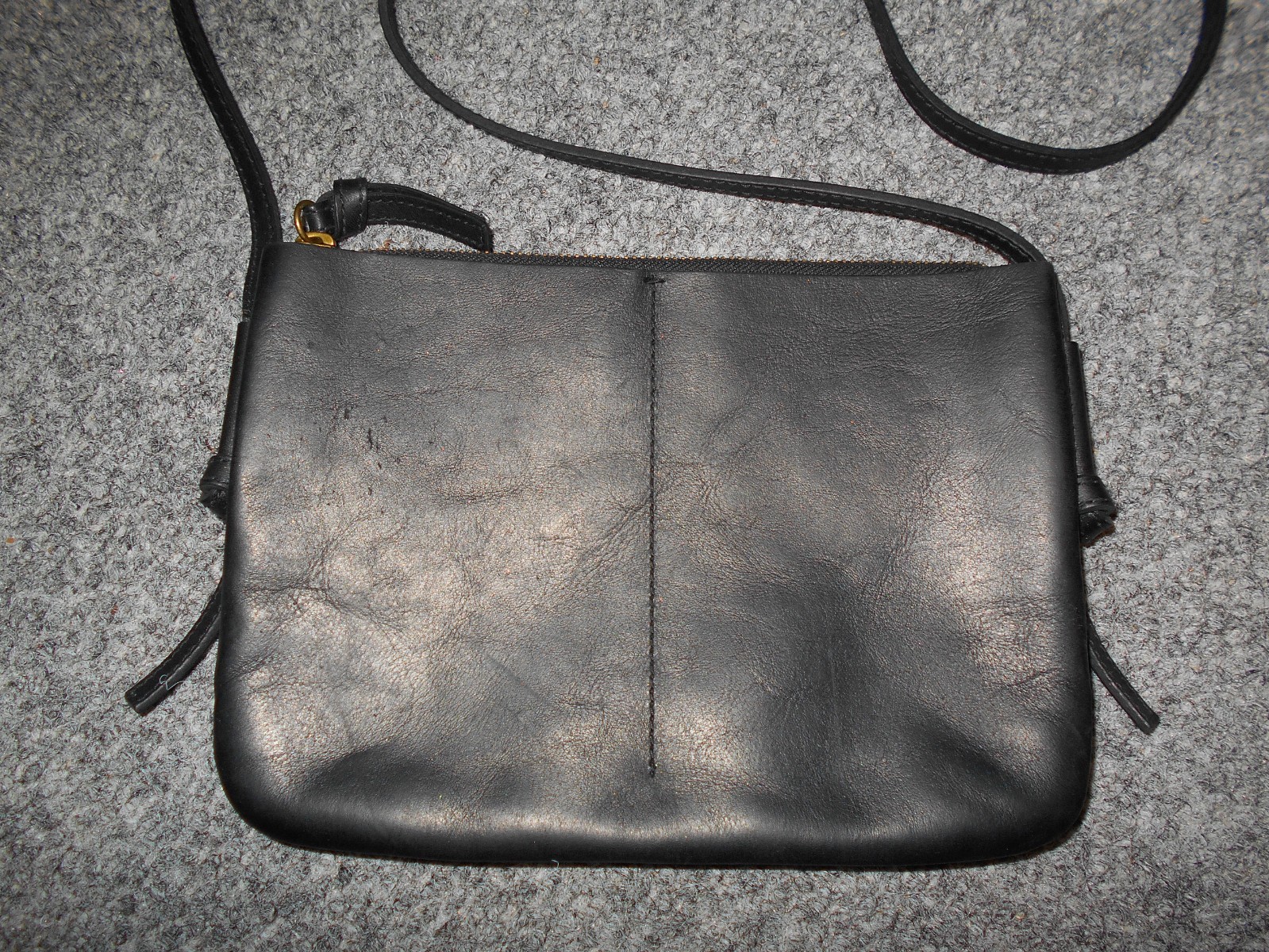 MADEWELL SIMPLE 9X6.75 SMOOTH BLACK LEATHER CROSSBODY ZIPPER BAG
