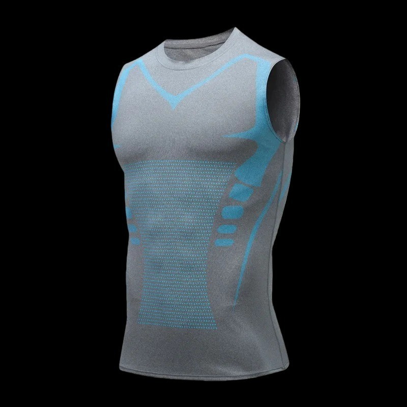 Men Compression Shirt Version Ionic Shaping Sleeveless Vest Sport Tank Top S-2XL