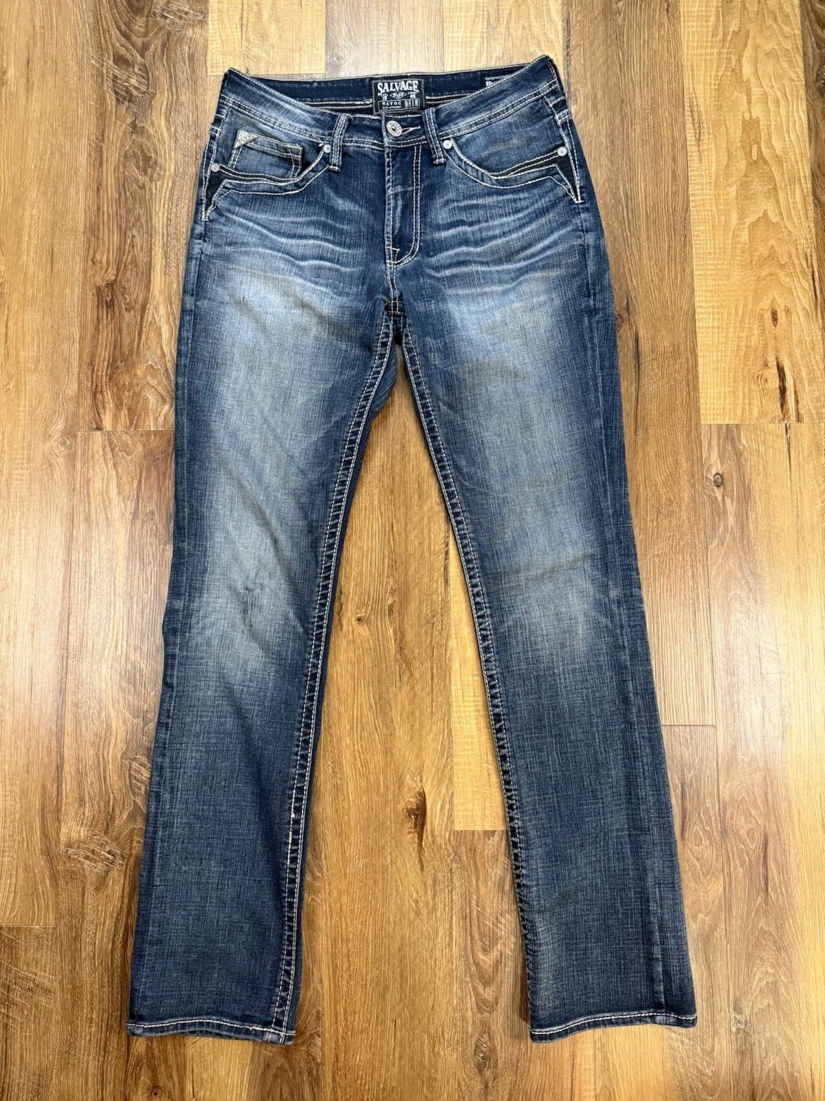Salvage Supply Company Jeans BKE Mens 31L Havoc Slim Straight Fit Distressed