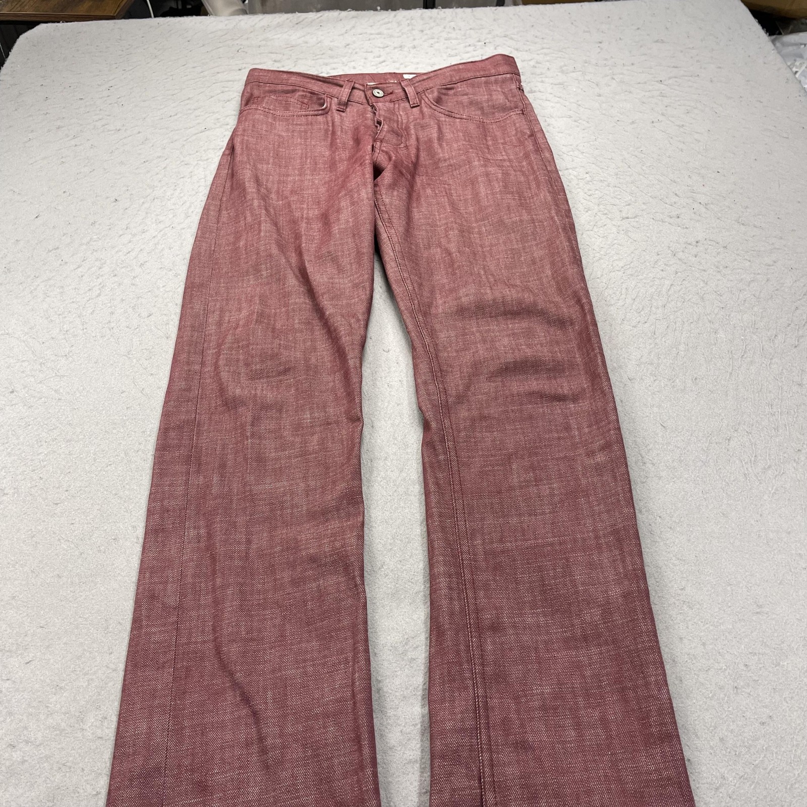 Gustin Jeans Mens 32×34 Red Straight Regular Fit Button Fly Denim Made USA