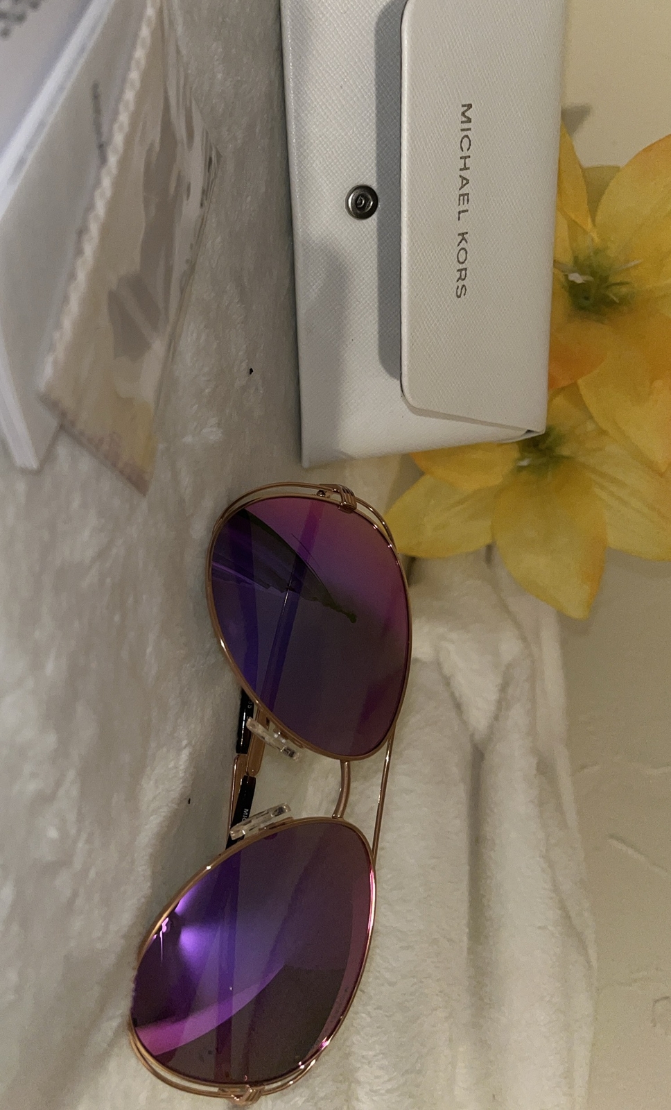 NWT Michael Kors Sunglasses MK 5004 10034V Rose Gold/Mirrored Purple 59 mm NIB