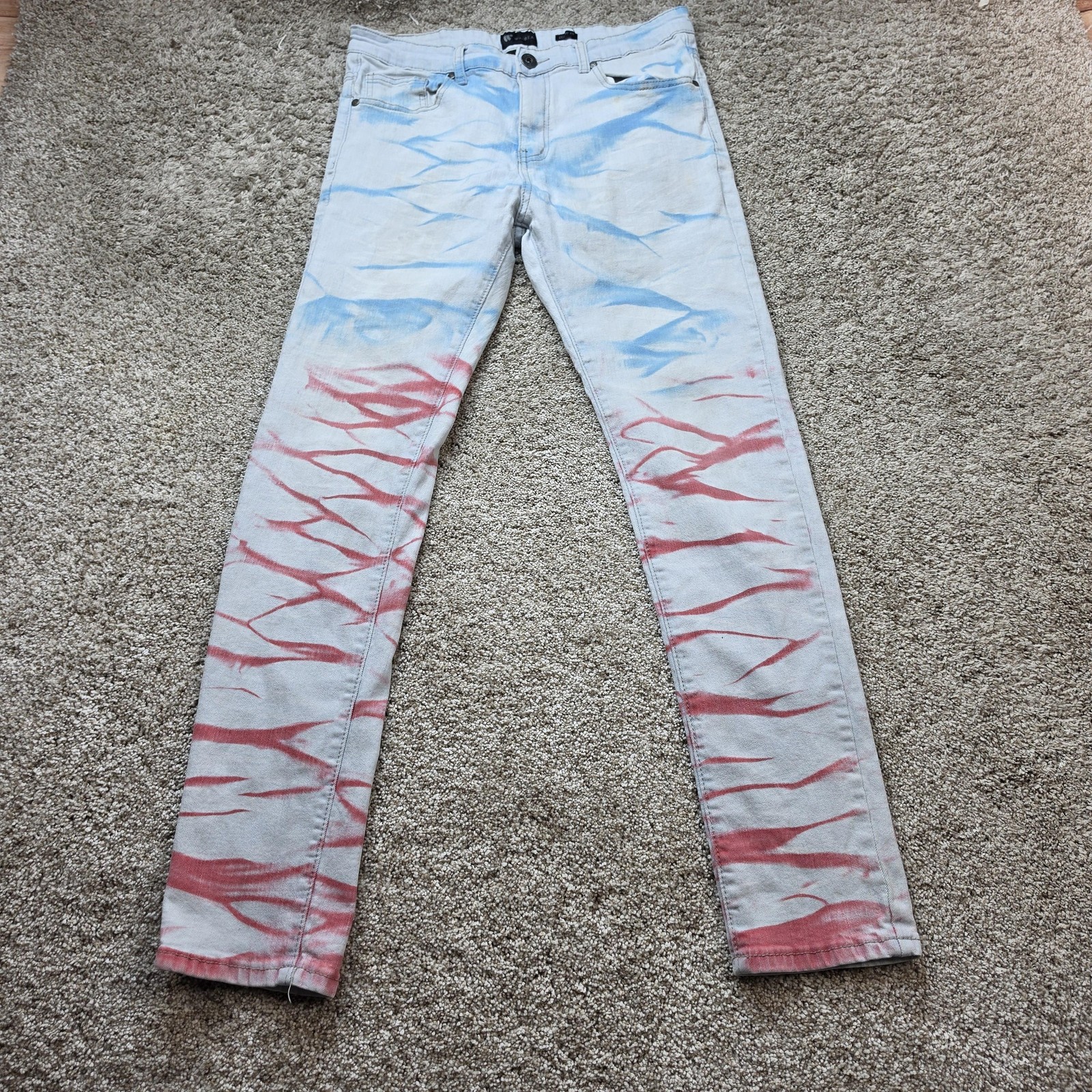 Waimea Jeans Mens 34×32 Light Wash Multicolor Skinny Extra-Slim Striped Denim