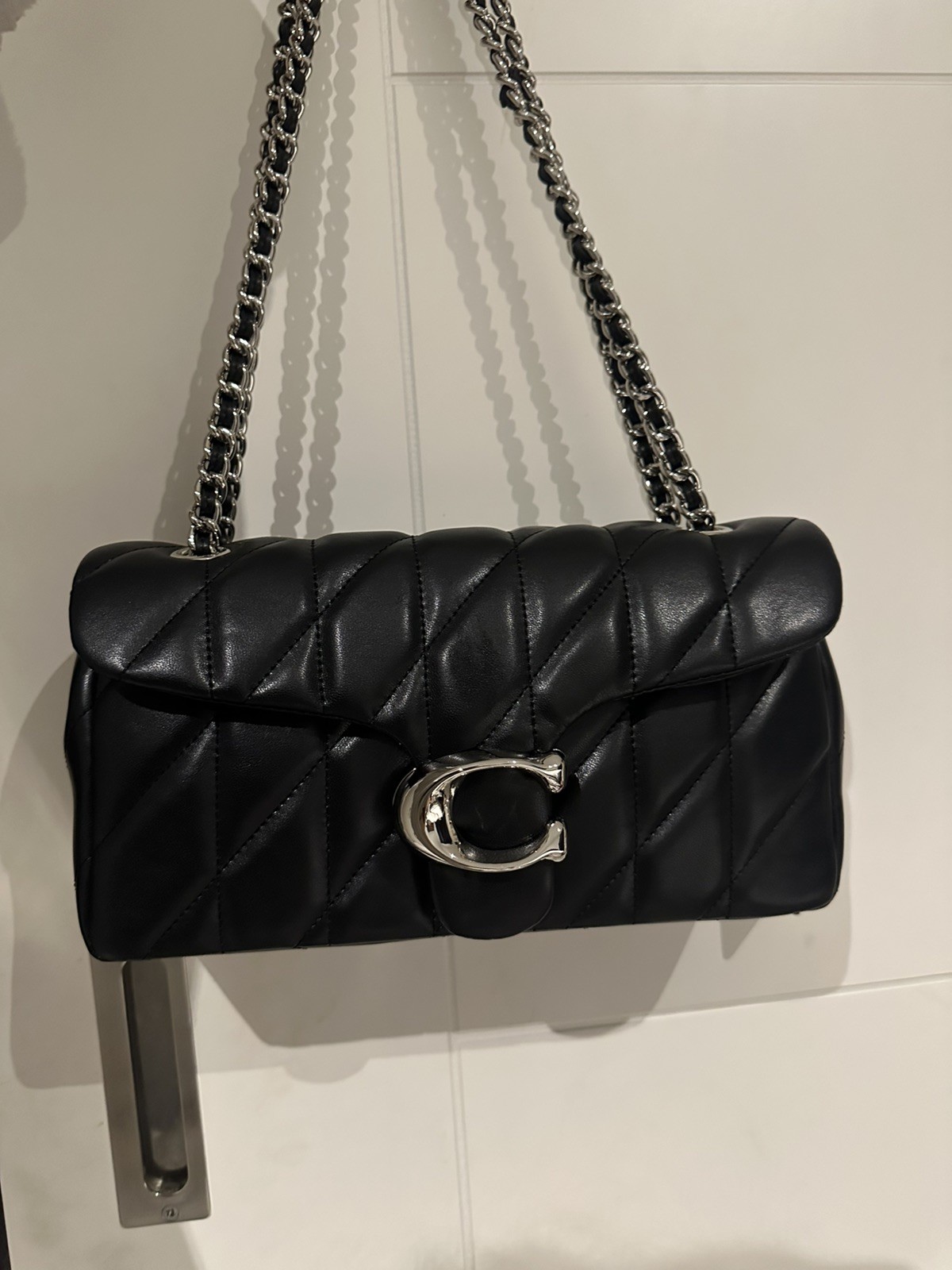 COACH Tabby Shoulder Bag 26 Quilted Black silver