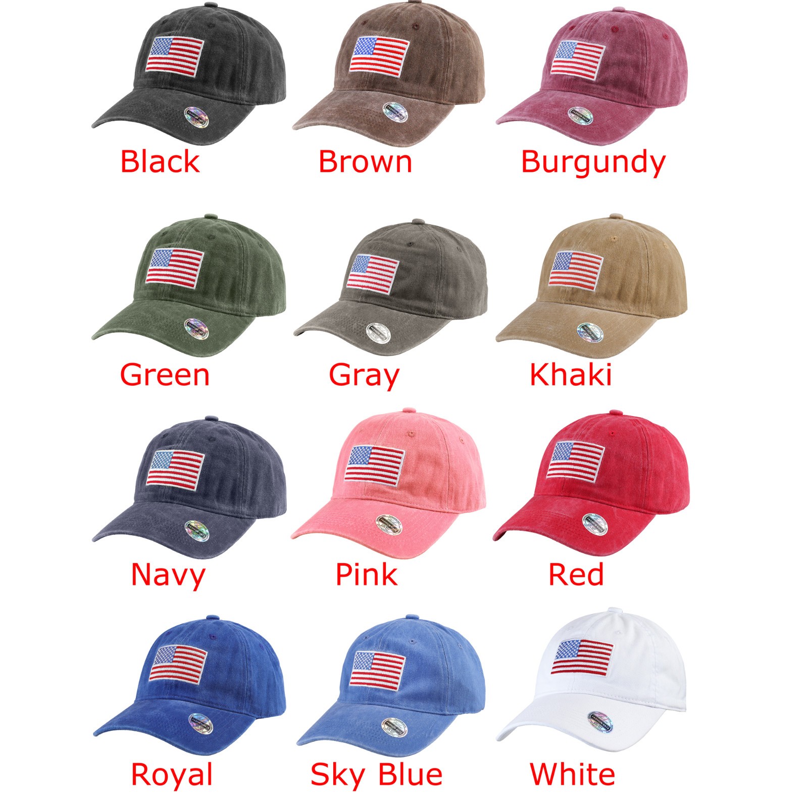 Falari USA Flag Embroidered Baseball Cap Cotton Low Profile Adjustable Dad Hat