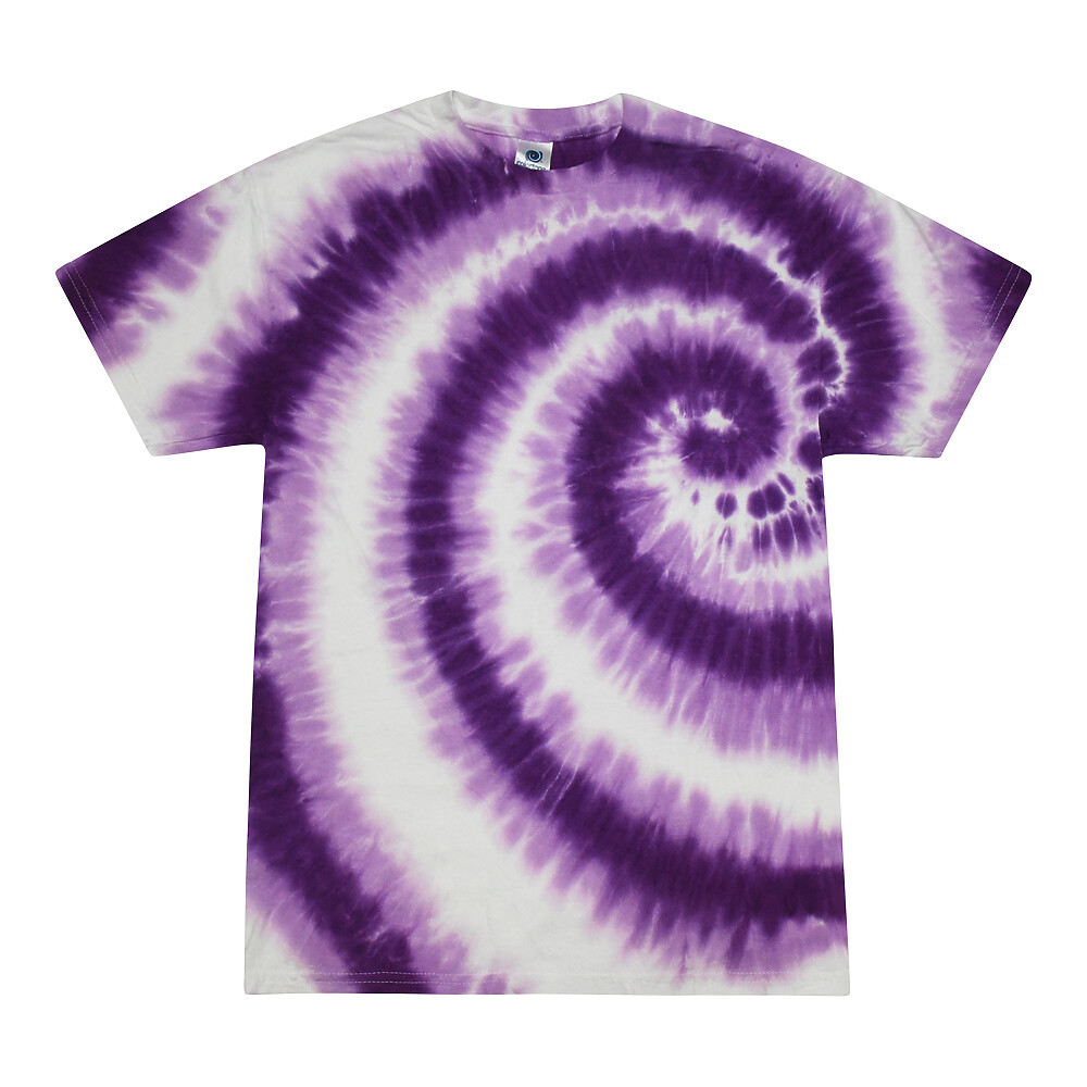 Tie Dye T-Shirts Swirl Purple Kids & Adult Sizes Cotton Colortone