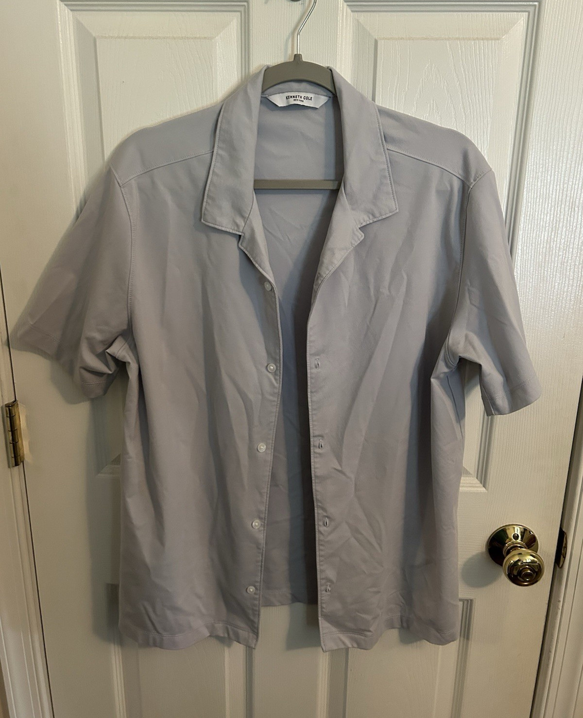 Kenneth Cole Light Gray Short Sleeve Button-Up Shirt