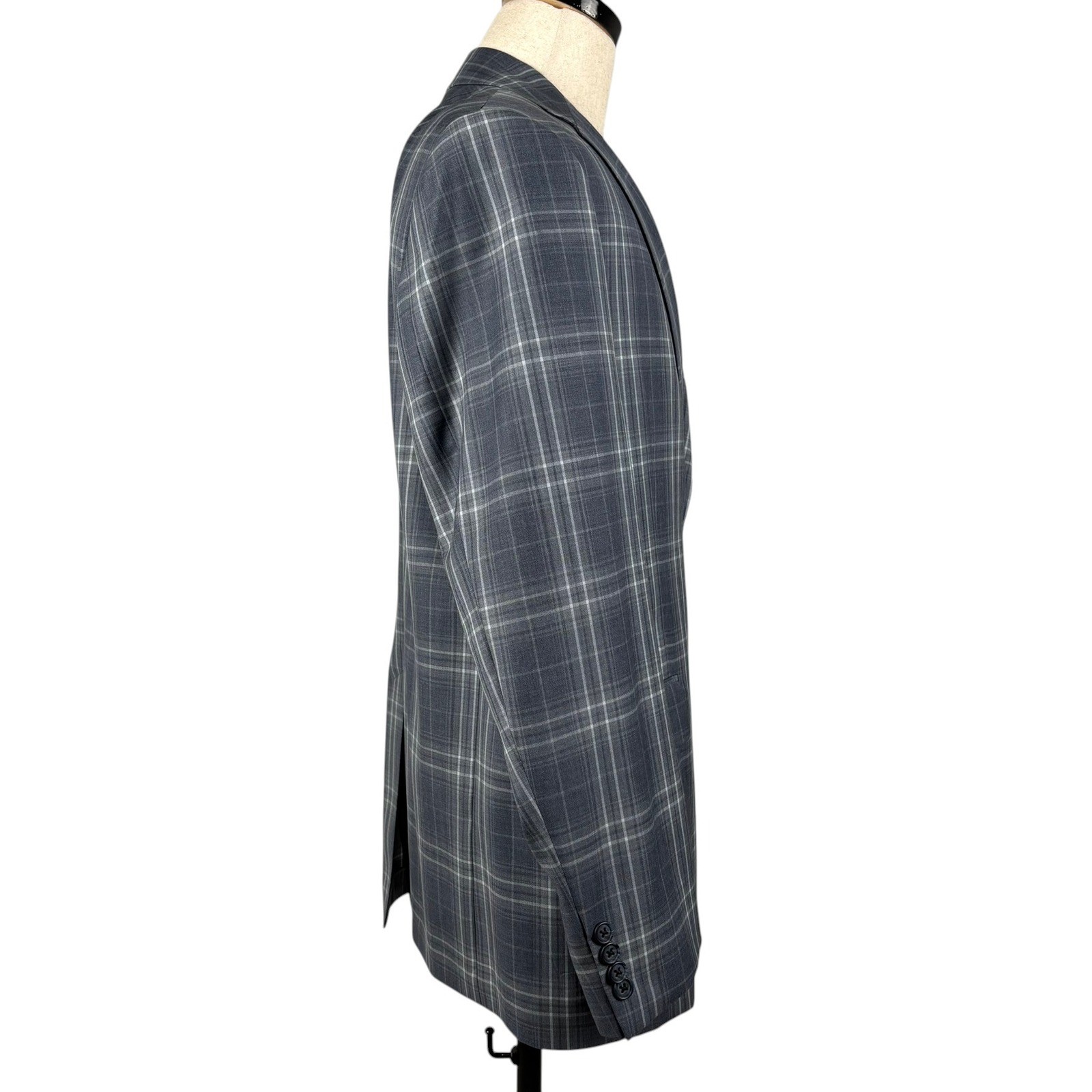 Joseph Abboud Loro Piana Super 110s Blazer Mens 40R Blue Gray Plaid Wool USA