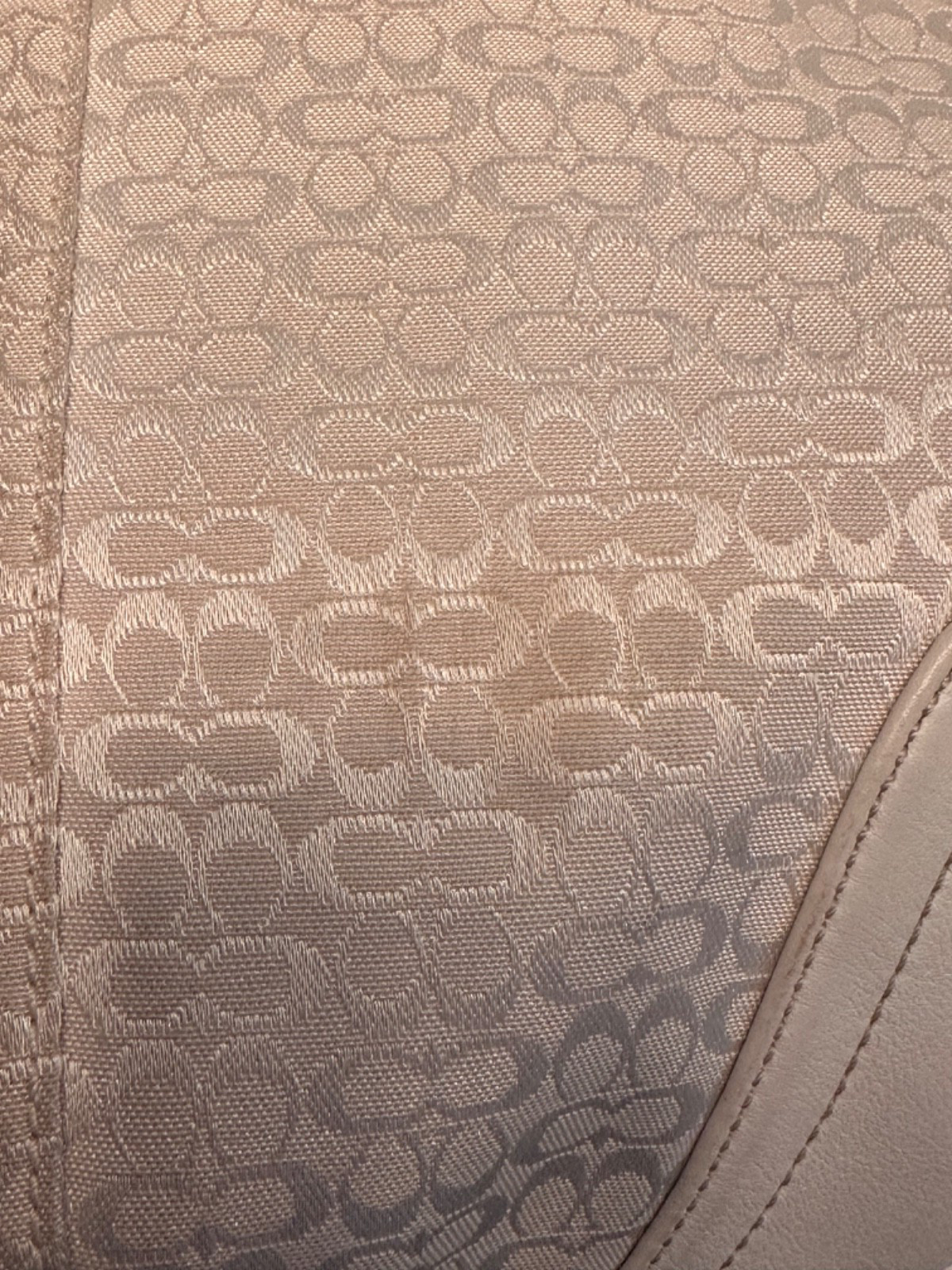 Coach Signature Hobo CC Monogram Shoulder Bag Cognac Leather White Fabric