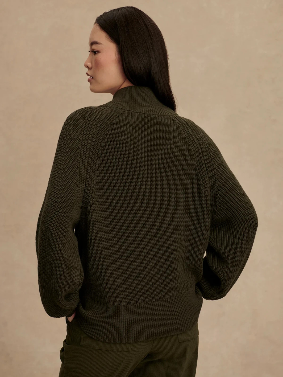 Varley Tessa Zip-Through Knit Jacket in Forest Night, Size Medium