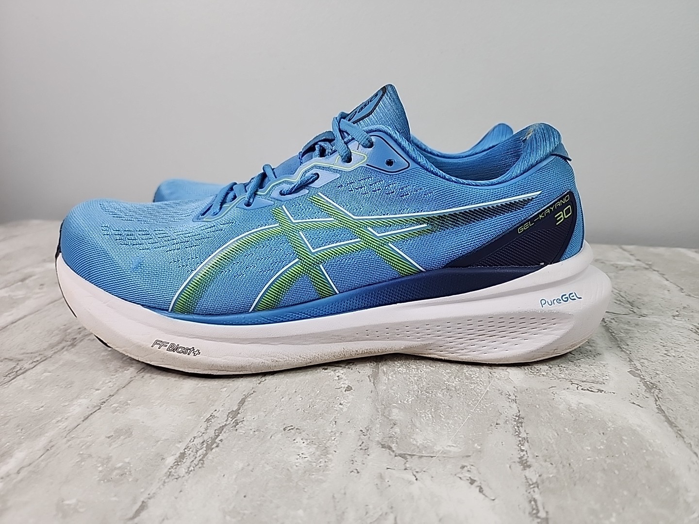 Asics Gel Kayano 30 Waterscape Blue Electric Lime Men’s Size 10 WIDE 1011B685