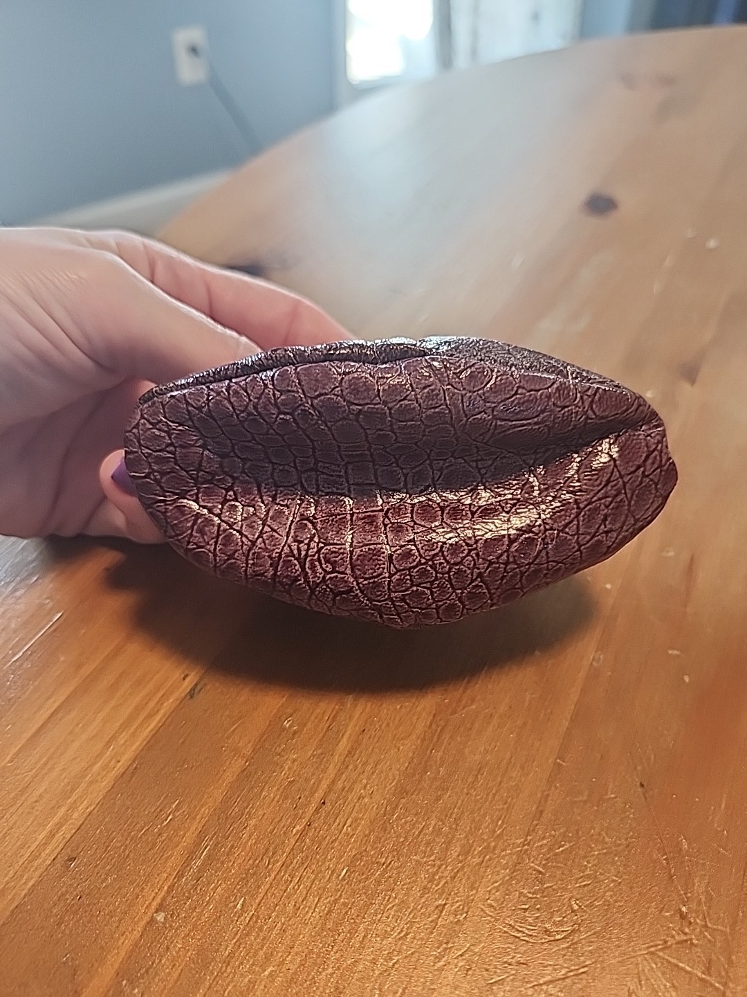 Small Vintage Italian Genuine Leather Burgandy Coin Purse