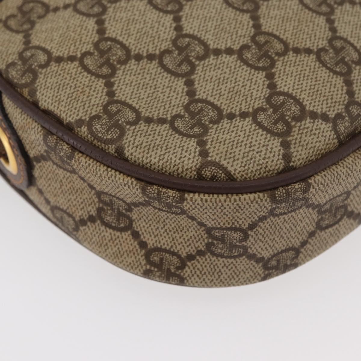 GUCCI GG Supreme Web Sherry Line Bag PVC Beige Gold 007 58 6112 Auth 176401