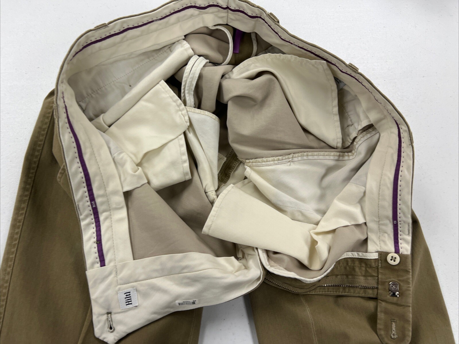 Hiltl Men’s Brown Solid Cotton Blend Khaki Pants 36/38 $295