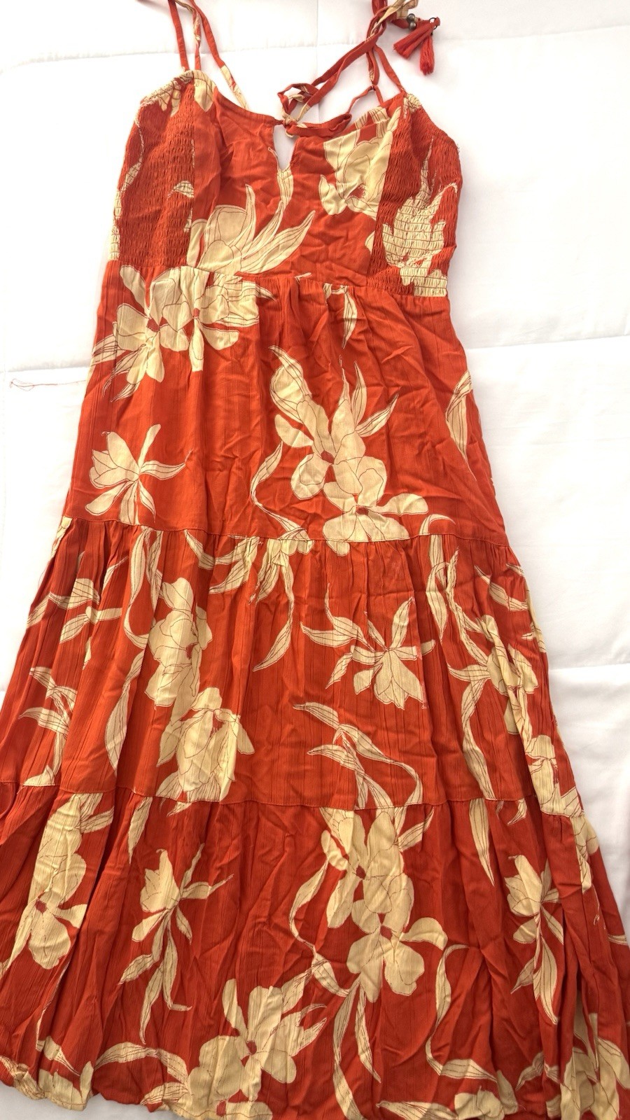 Angie Women’s Floral Sleeveless Maxi Dress V-Neck, Lightweight, Size S