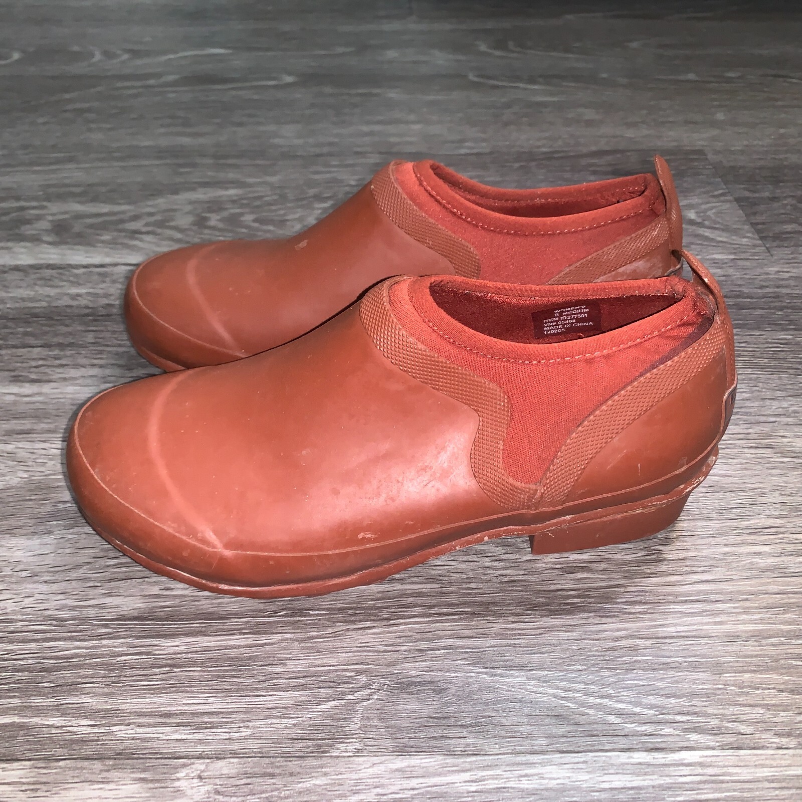 Womens L.L. Bean Red Nylon Rubber Wellies Shoes Boots Sz. 8