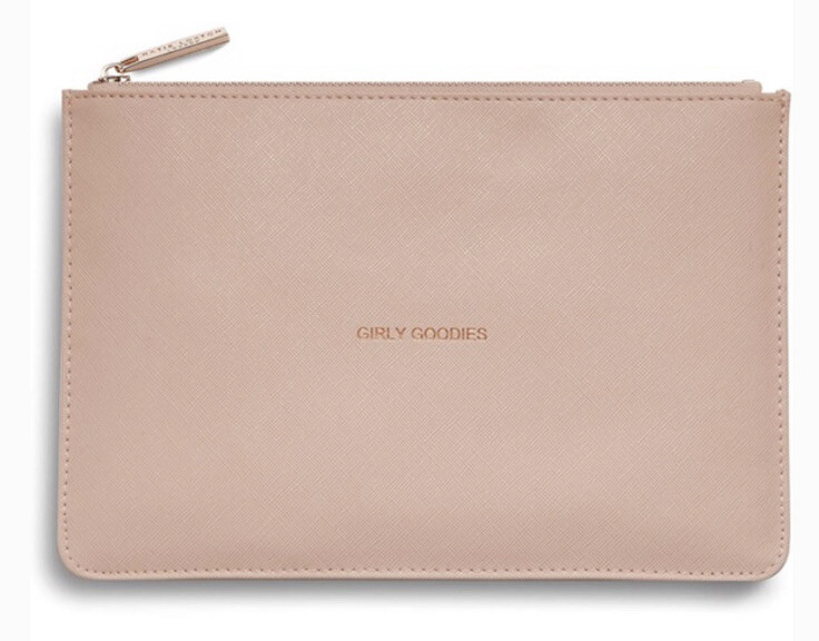 Katie Loxton “Girly Goodies” Vegan Leather Pouch – Pale Pink -9.5 x 6 x 0.25 in