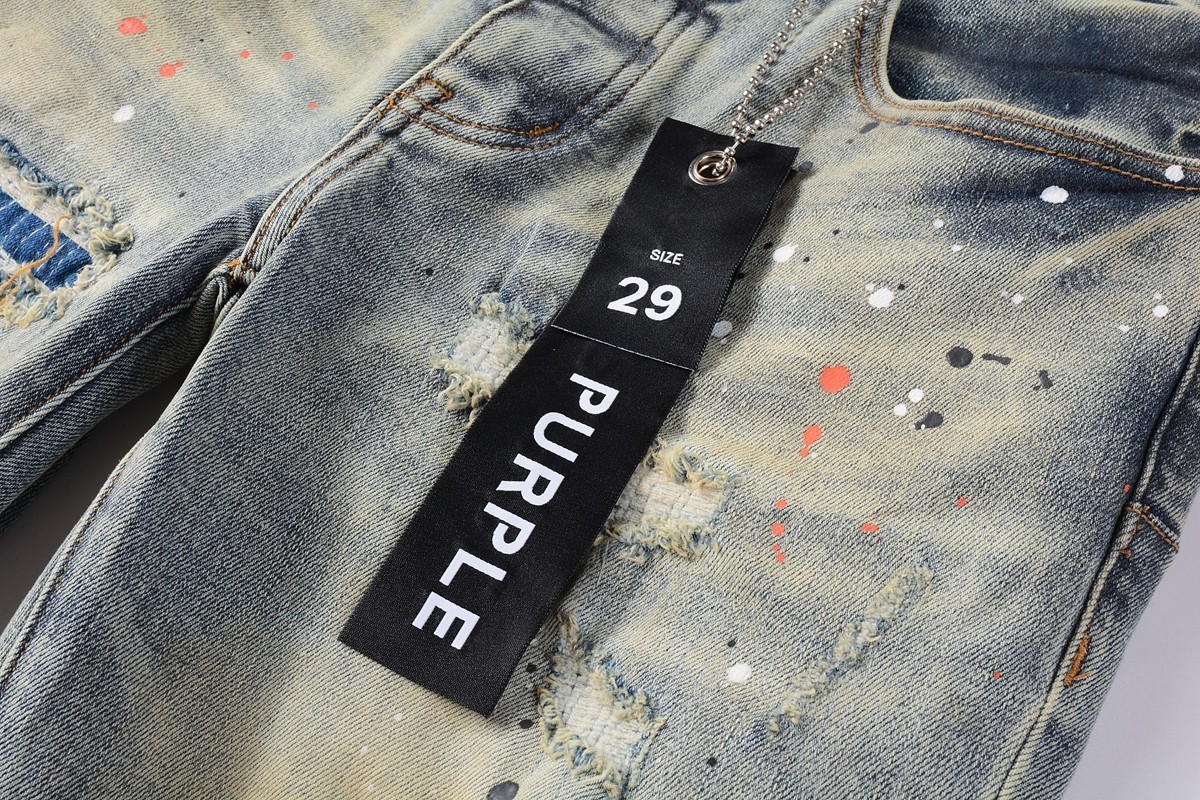 New Purple Brand Men Distressed Denim Pants Printing Slim Fit Jeans .