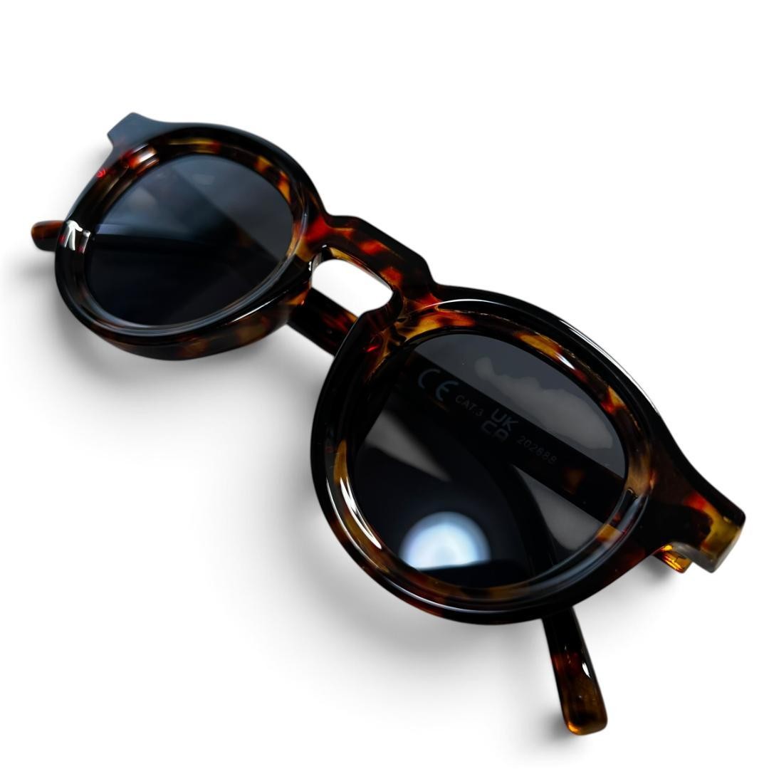 1397 Tortoiseshell Sunglasses Round Type Wellington Vintage Style Blue Lens