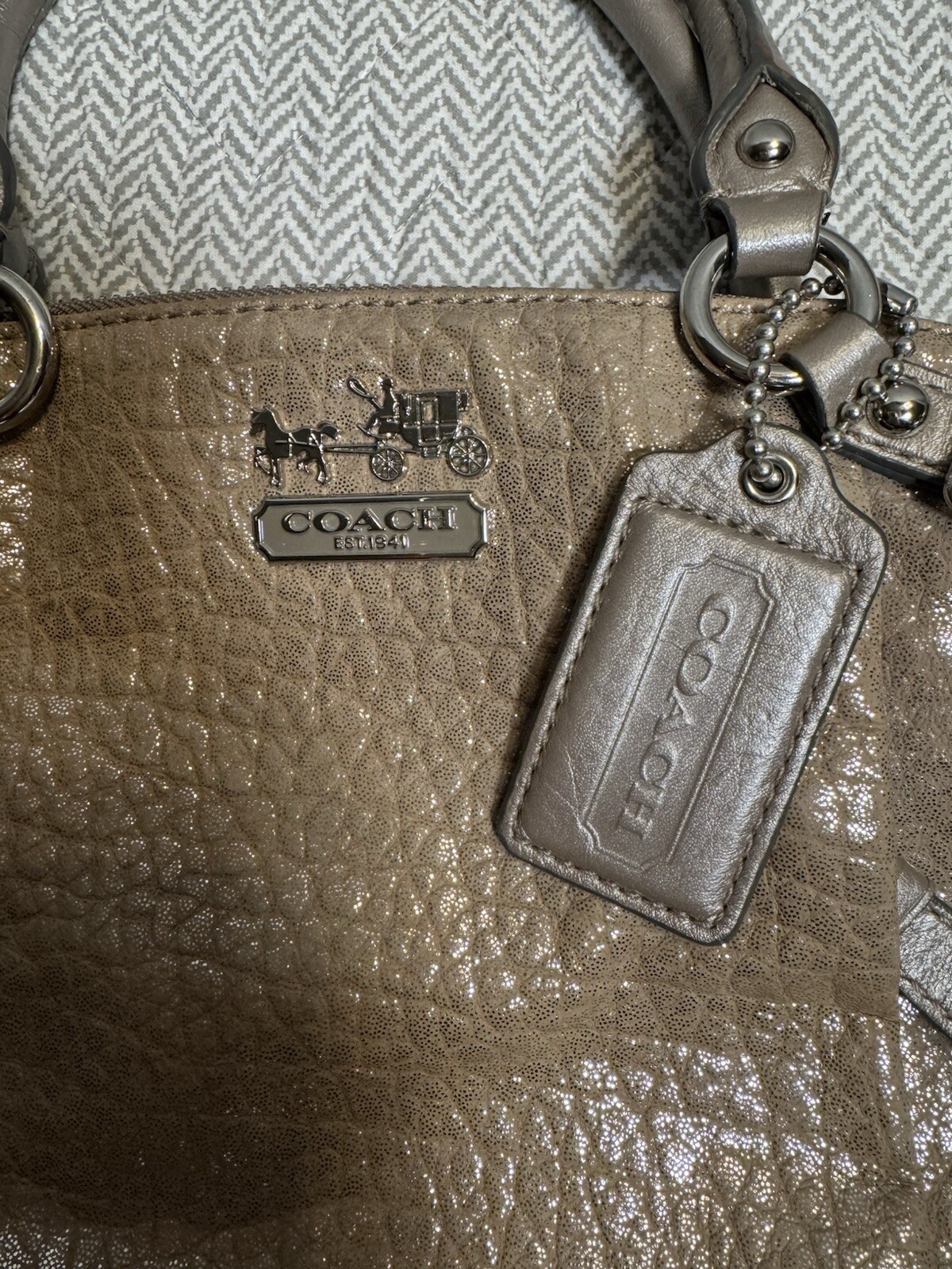 Coach Madison Sophia Leather Metallic Shimmering Satchel Shoulder Bag 18842