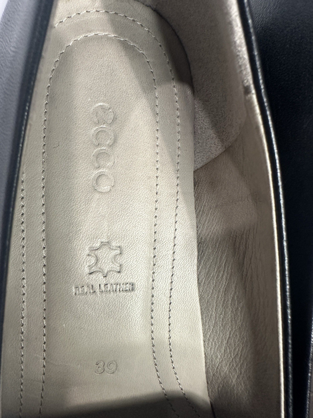 ECCO Touch Ballerina 2.0 Black Leather Snakeskin Flats Loafers Women 39 US 8-8.5