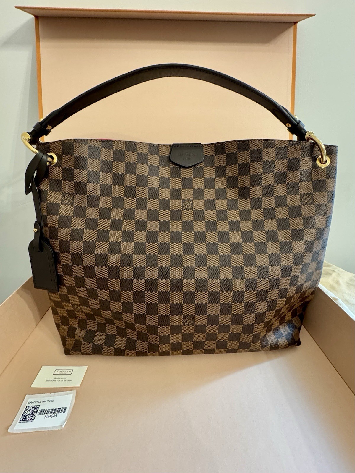 Louis Vuitton Graceful MM Damier Brown Shoulder Bag w/ Box Dust Bag Tag