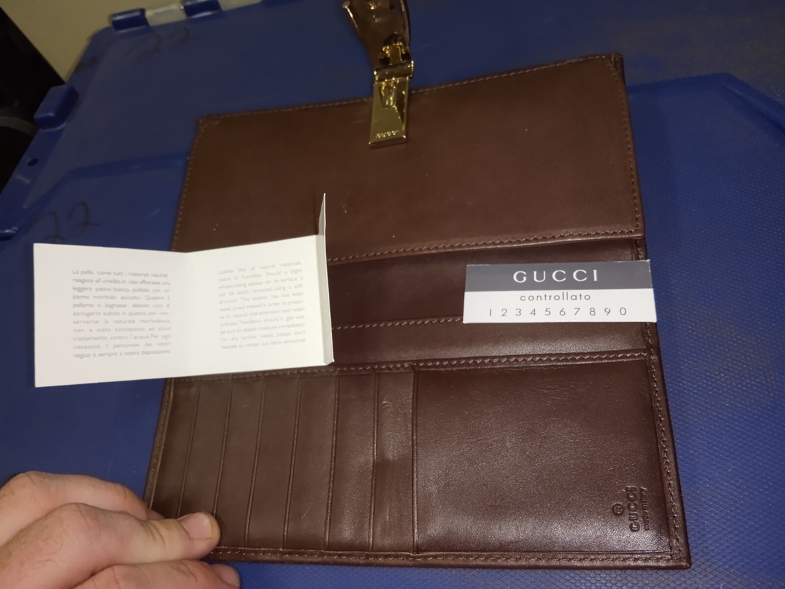 GUCCI Authentic Horse bit Brown Genuine Leather Wallet w/ Original Inserts $699