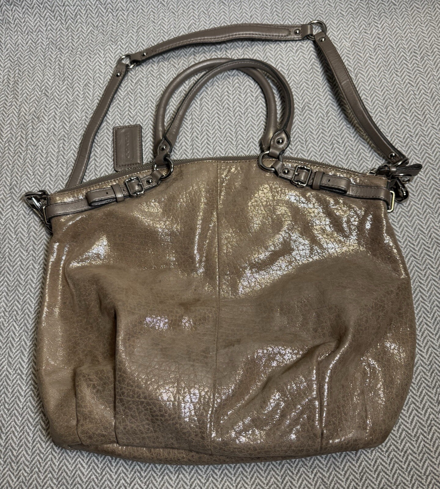 Coach Madison Sophia Leather Metallic Shimmering Satchel Shoulder Bag 18842