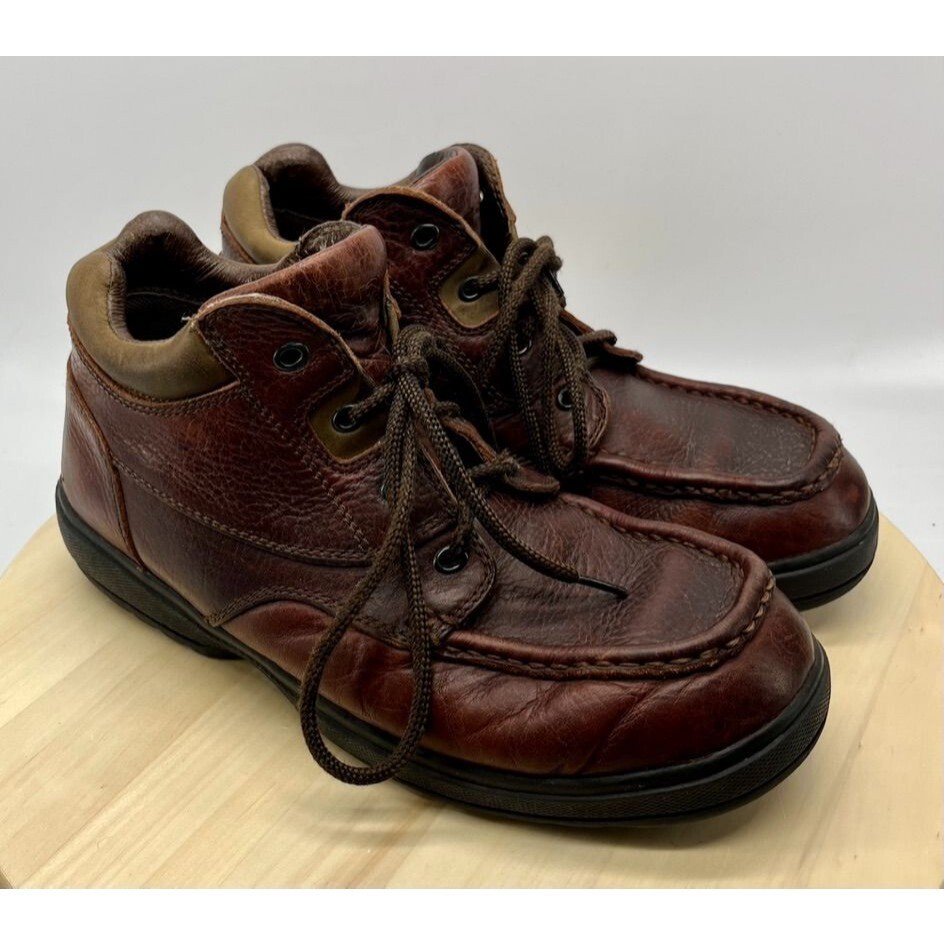 Work N Sport Brown Leather Mid Soft Toe Work Shoe sz 10 1/2 M (S1654)