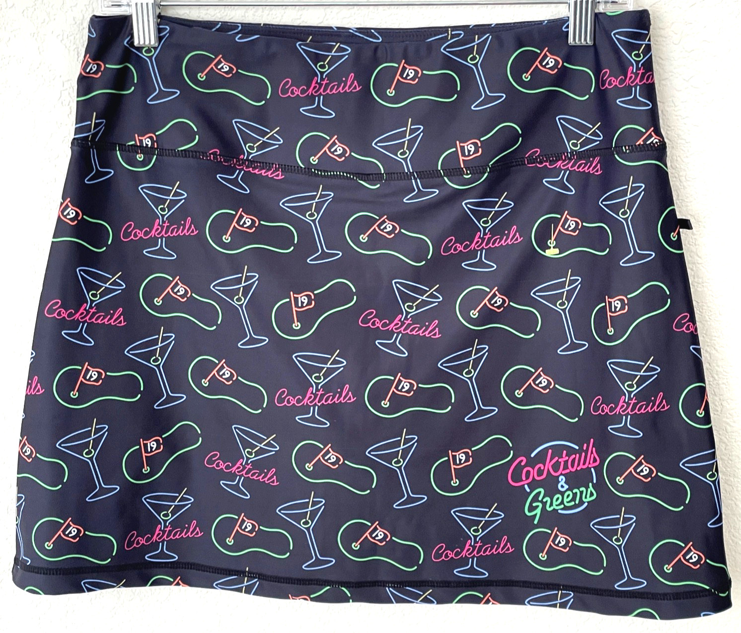 READY GOLF Cocktail Martini Print Black Skort Pickleball Tennis Wms Sz Small