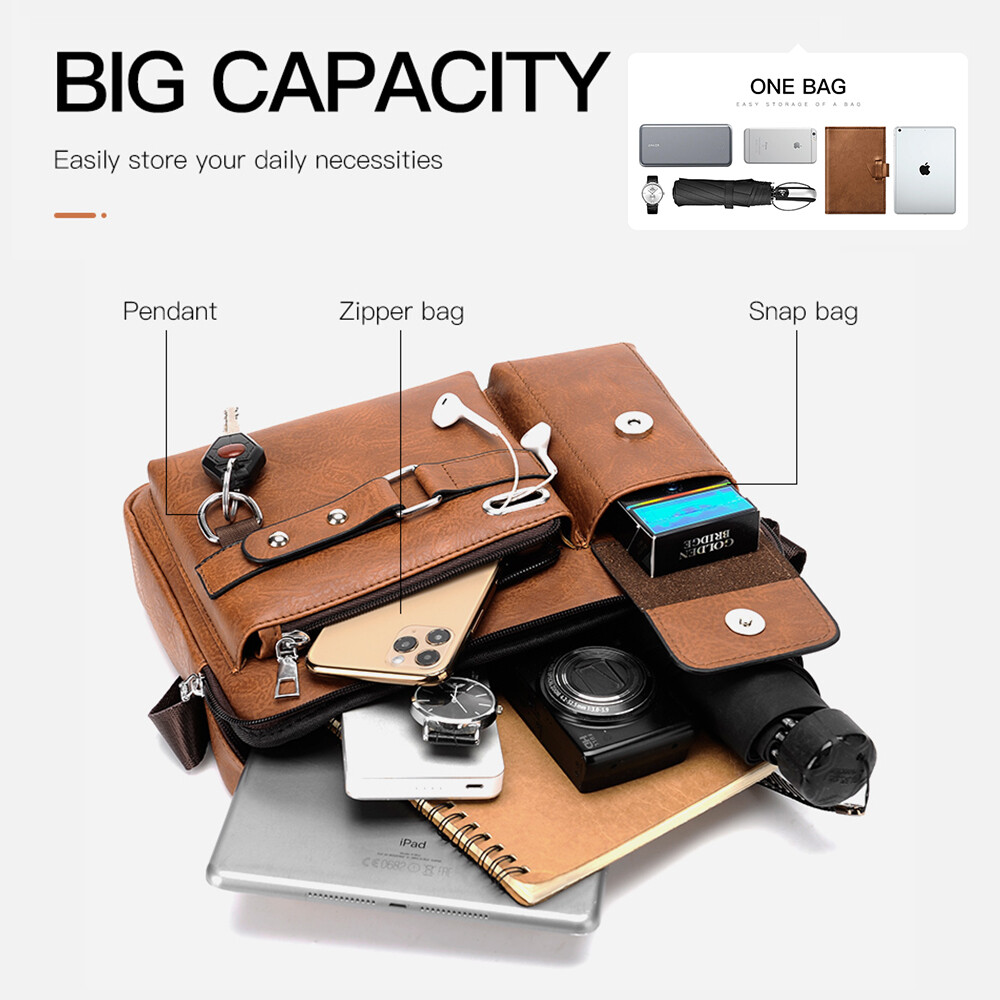 Men Messenger Bag Vintage Leather Briefcase Laptop Bag Satchel Shoulder Bag