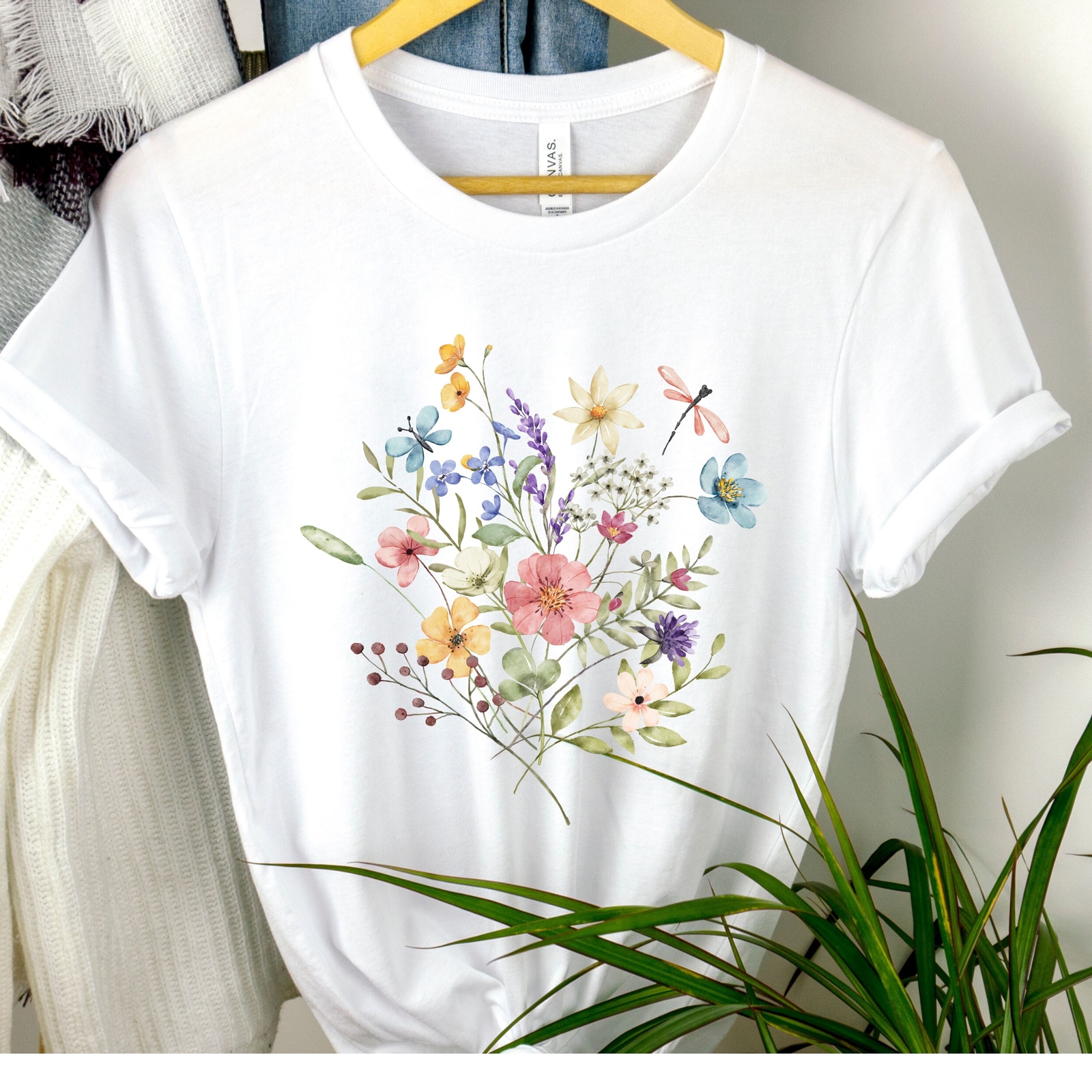 Floral Spring Flowers Wildflower Watercolor Women T-Shirt S M L XL 2XL 3XL