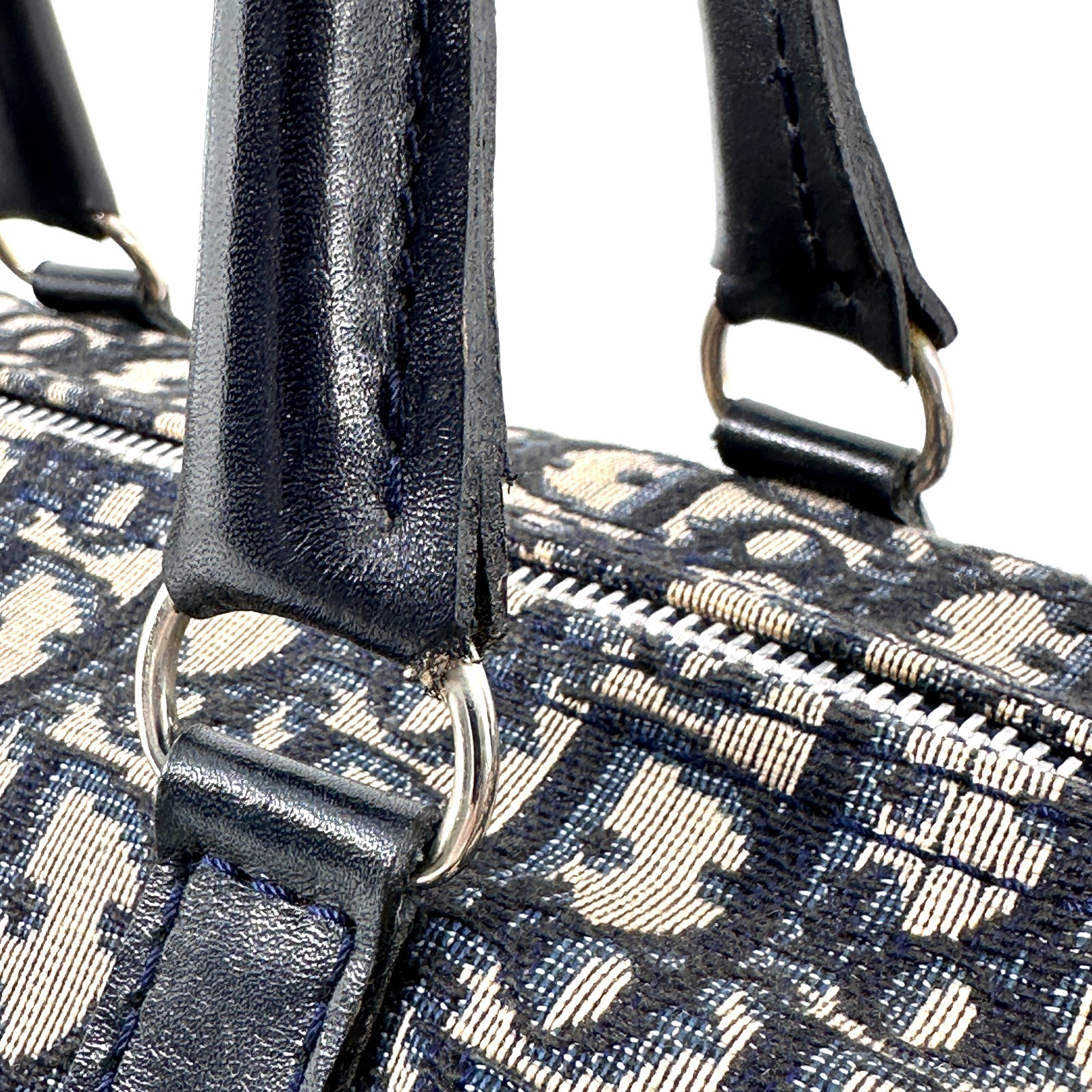 Christian Dior Trotter Handbag Boston Bag Navy Black