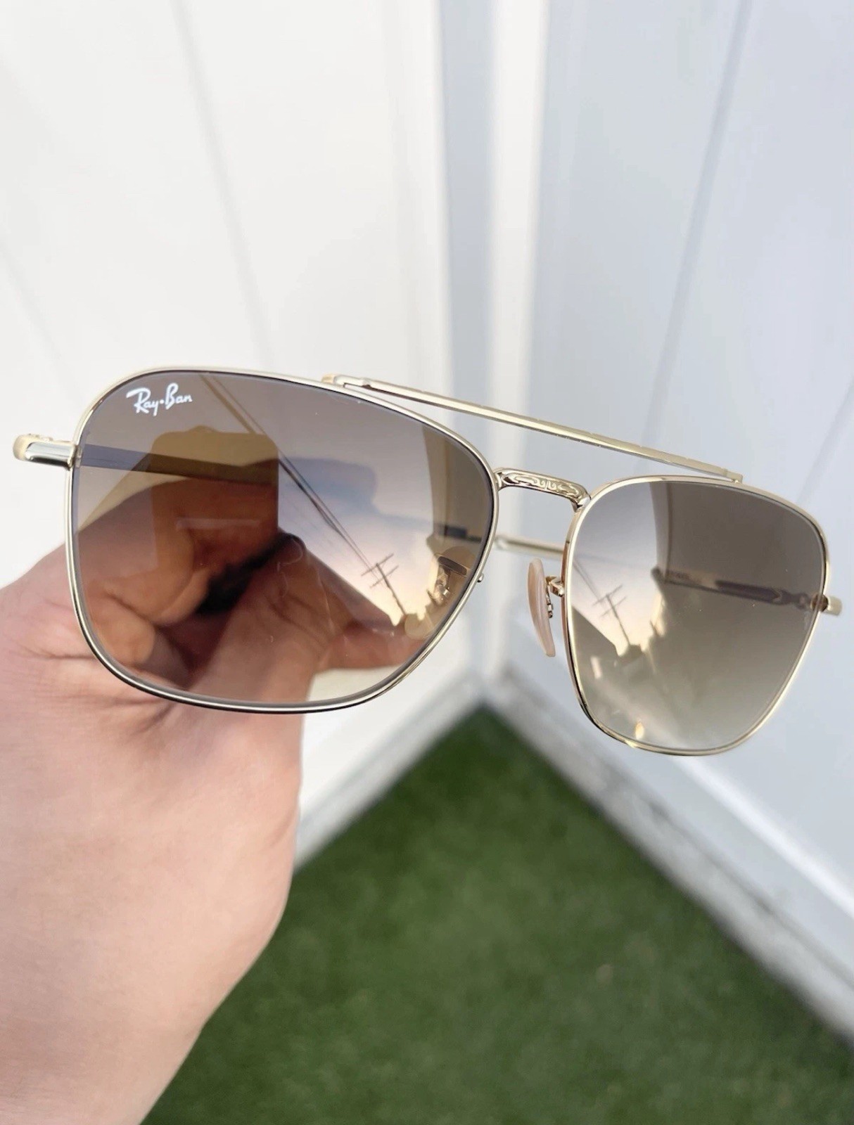NWT Authentic Ray Ban New Caravan RB3636 3636 Gold Brown Lens 001/51 Size 58/14