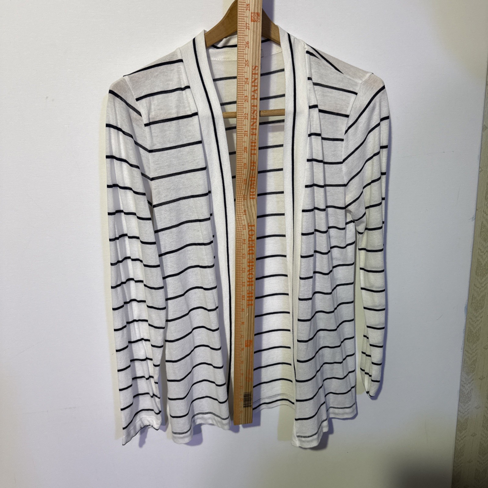 J. Crew Cardigan White Black Stripe Sweater Long Sleeve Coastal Flyaway Medium