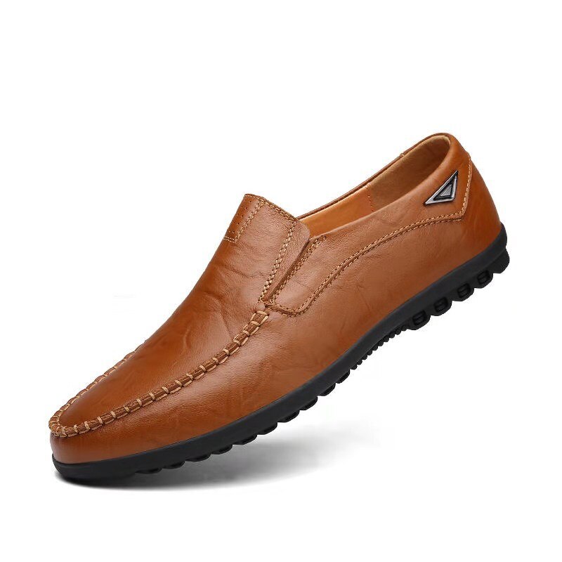 Mens Comfortable Casual Shoes Flat Loafers Genuine Leather Slip on Driving Shoes