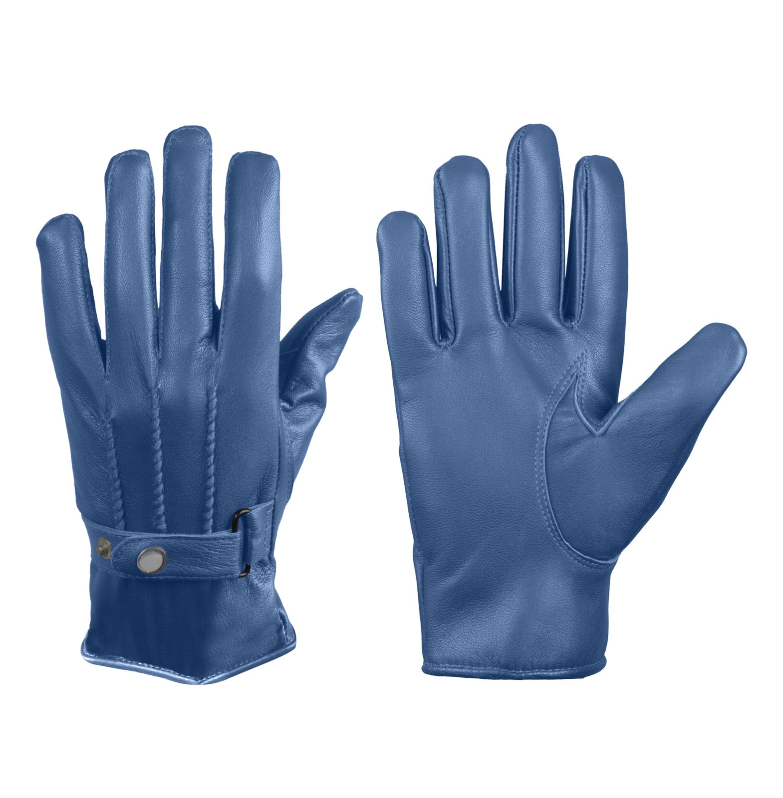 Mens Real Leather Driving Gloves Warm Winter Thin Button Down Riding Glove