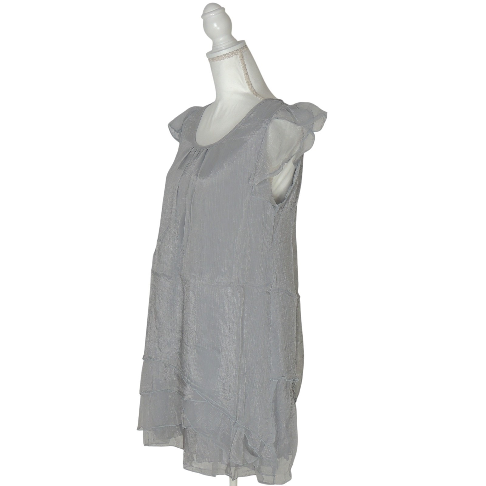 Pretty Angel Grey Fairy Whimsical Shimmer Sheer Lined Tunic Top 11090 Large