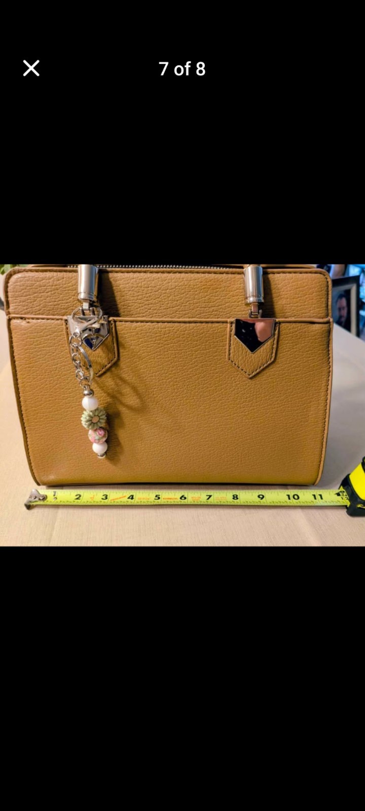 Tan Pebbled Satchel Top Handle Bag Braided Double Handles Zip Detachable Strap