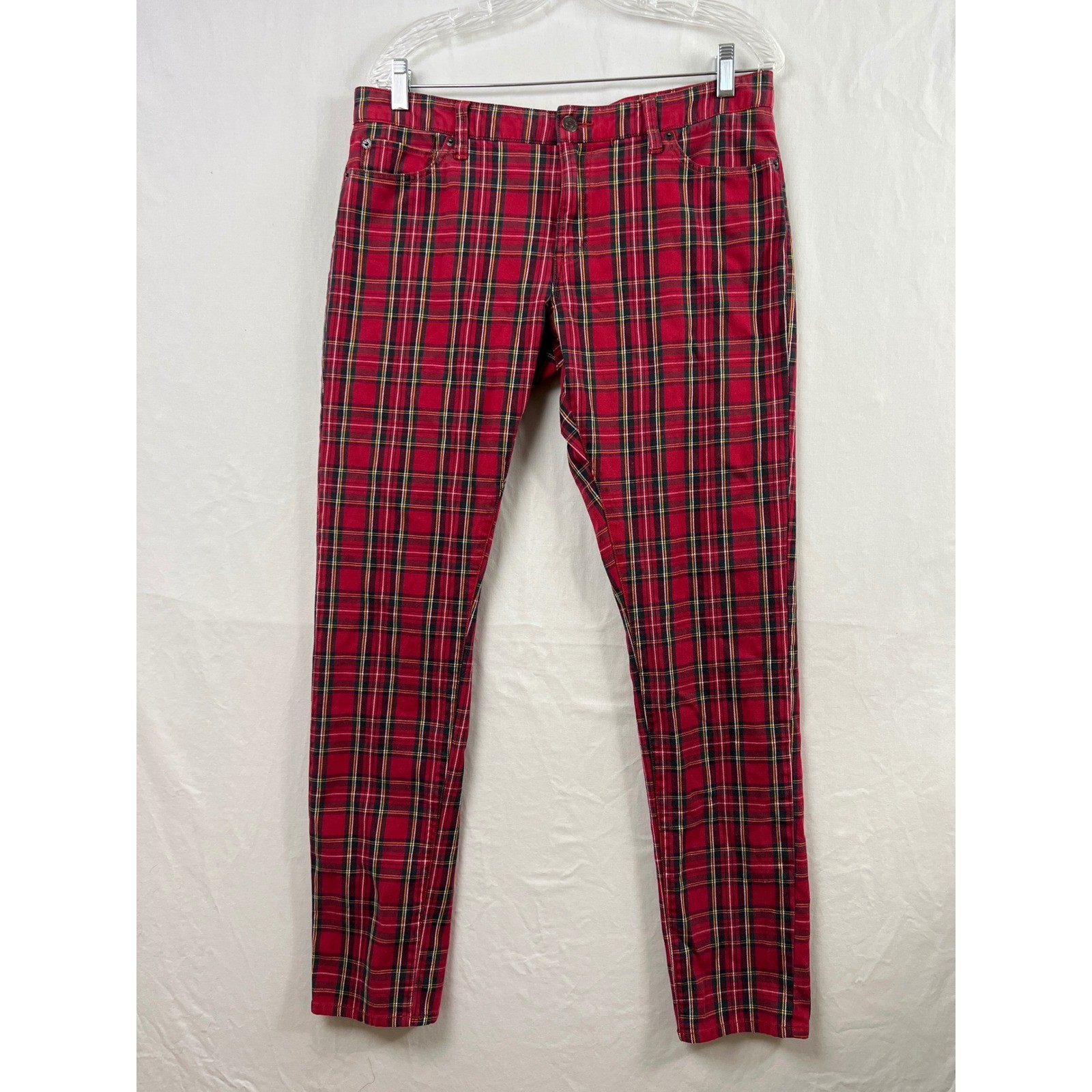 Denim & Supply Ralph Lauren Skinny Pants Womens 32 Red Plaid Tartan Punk Grunge