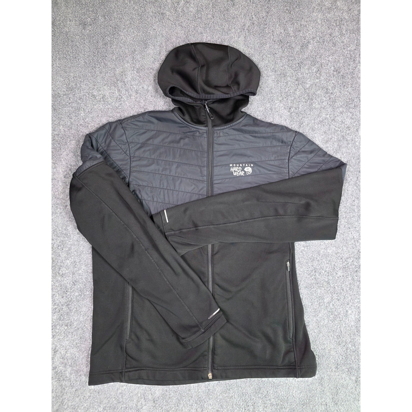 Mountain Hardwear Hybrid Jacket Mens L Black Insulated Softshell Hooded