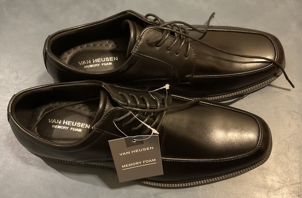 Men Van Heusen Director Dress Oxford Shoes Memory Foam Footbed Black Size 10m
