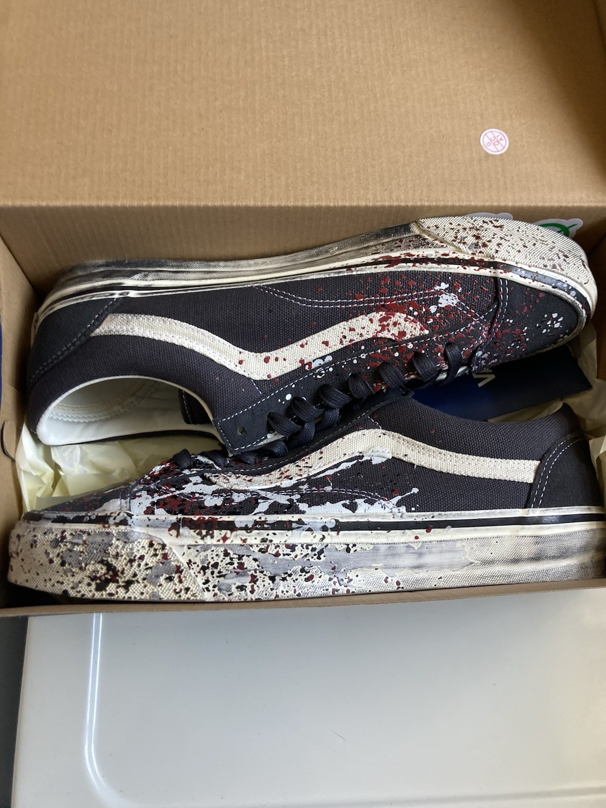 Vans Premium Old Skool 36 Paint Splatter Charcoal Grey Size 8 (Fast Ship)